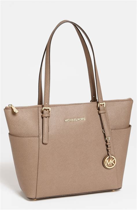 michael kors jet set leather tote dark dune|Michael Kors jet set luggage.